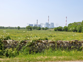 Vue sur la centrale lectrique depuis les marais