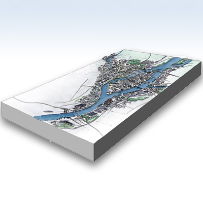 Bloc-diagramme de la ville rivulaire