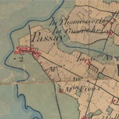 Passay - Dessins-minutes originaux de la carte d'Etat-Major tablie au XIXme sicle, entre 1825 et 1866 (source : goportail.fr)