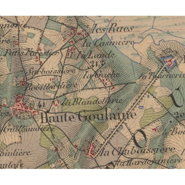 Haute-Goulaine - Dessins-minutes originaux de la carte d'Etat-Major tablie au XIXme sicle, entre 1825 et 1866 (source : goportail.fr)