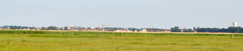 Vue sur Paimboeuf depuis les prairies inondables du nord