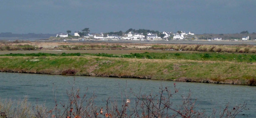 Marais du Ms limits par la Pointe urbanise de Pen B  l'horizon