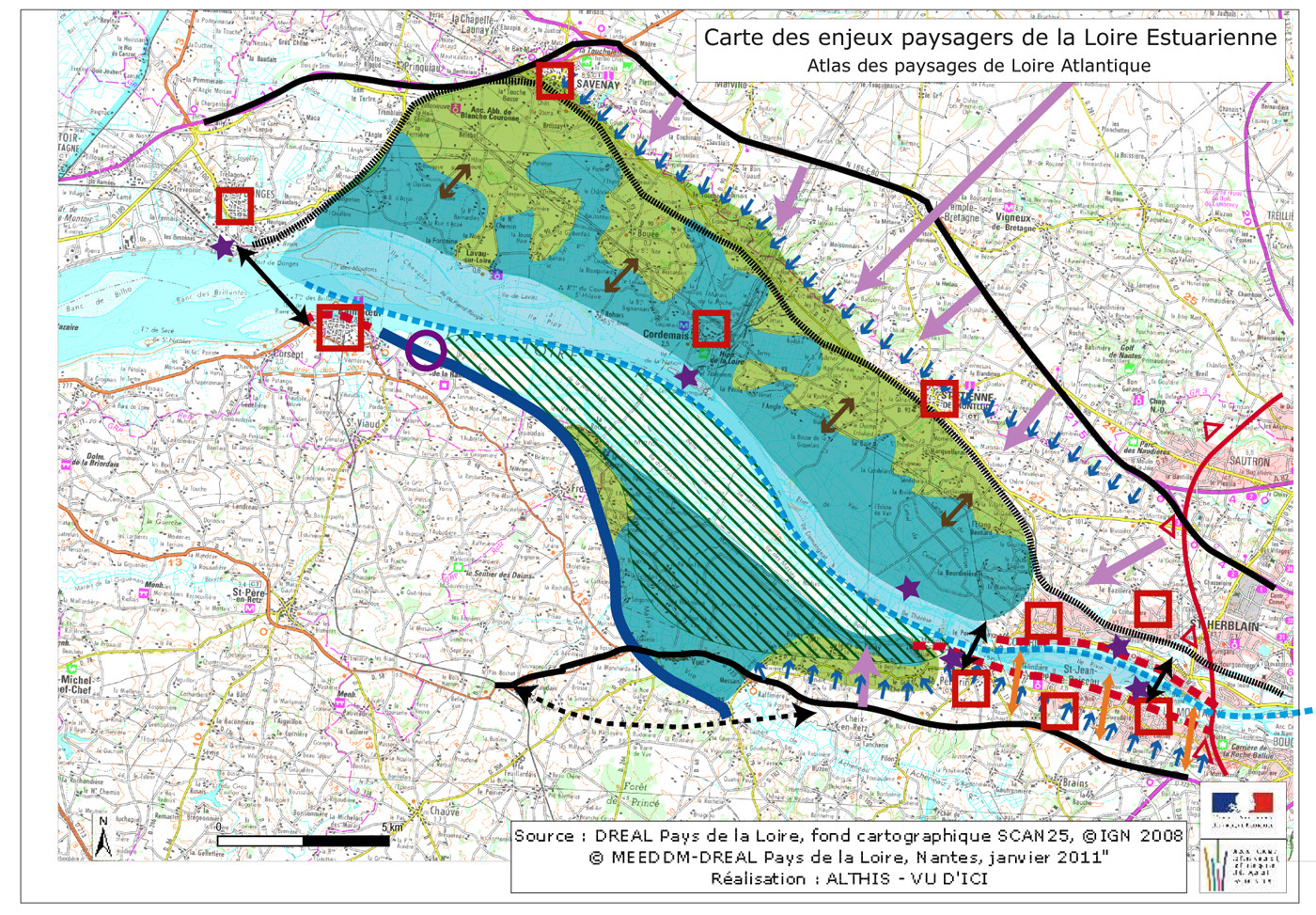 Carte des enjeux de la Loire Estuarienne