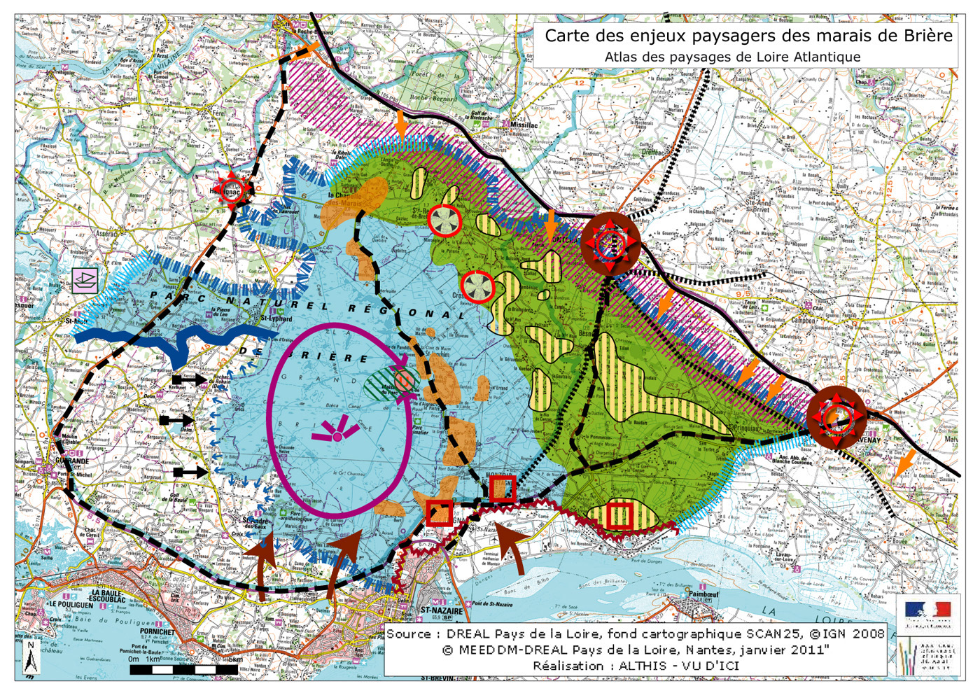 Carte des enjeux des marais de Brire