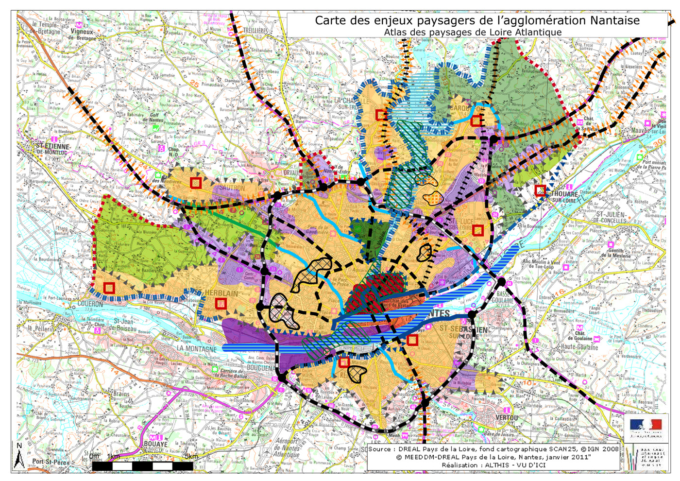 Carte des enjeux de l'agglomration nantaise