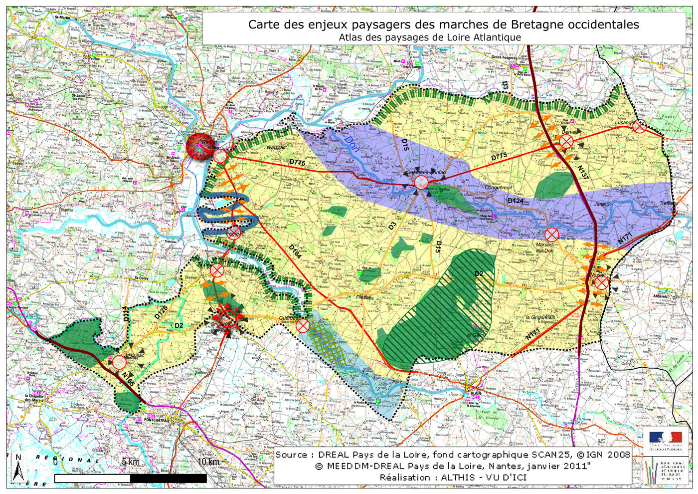 Carte des enjeux des marches de Bretagne occidentales