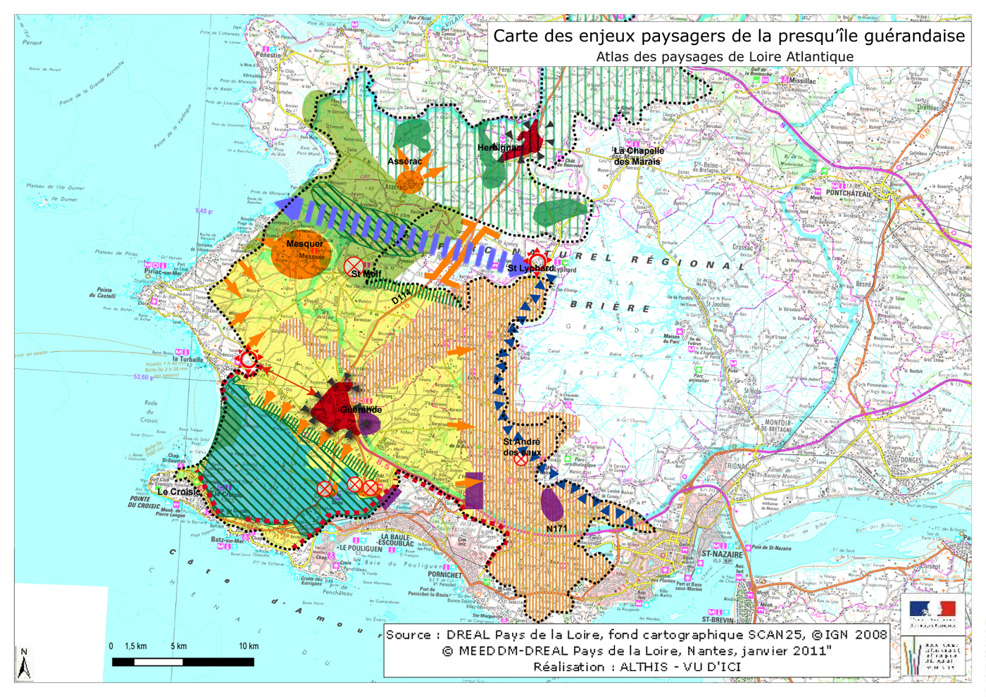 Carte des enjeux de la presqu'le gurandaise