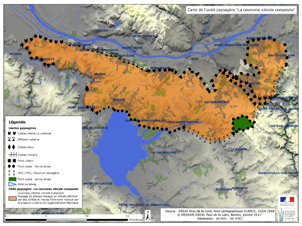 carte des limites de l'unit paysagre de la couronne viticole composite