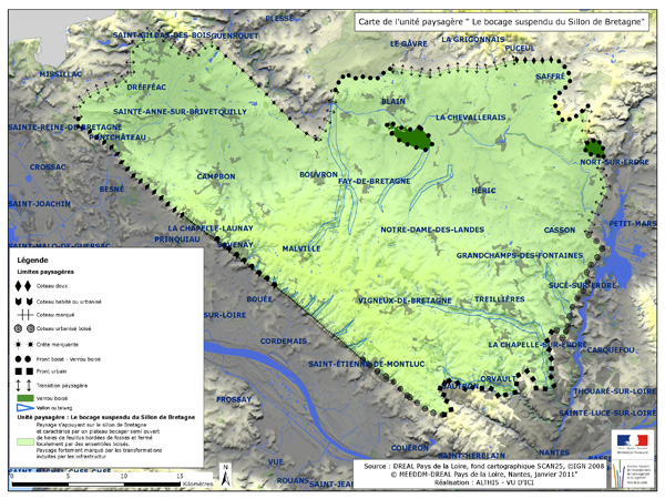 Carte des limites de 'lunit paysagre