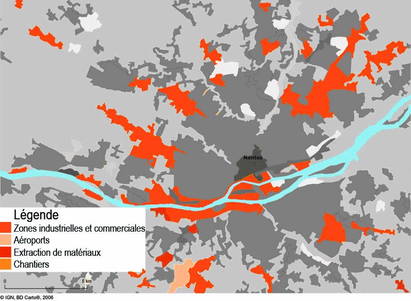 Carte des zones dactivit (Source : http//www.nantes-developpement.com)