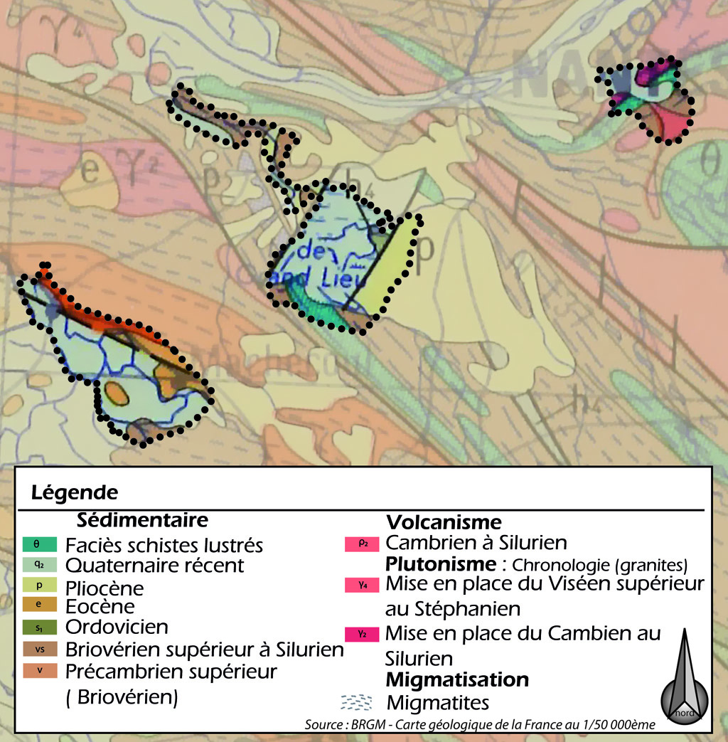 carte géologique des grands marais du sud