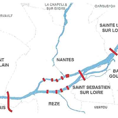 Les franchissements existants (source: projet Rives de Loire)