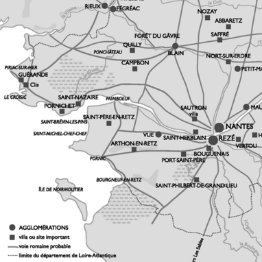 Le territoire de l’actuel département de la Loire-Atlantique à l’époque gallo-romaine (source : http://cairn.info) 