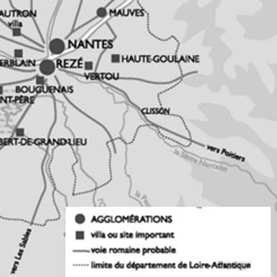 Le territoire de l’actuel département de la Loire-Atlantique à l’époque gallo-romaine (source : http://cairn.info)