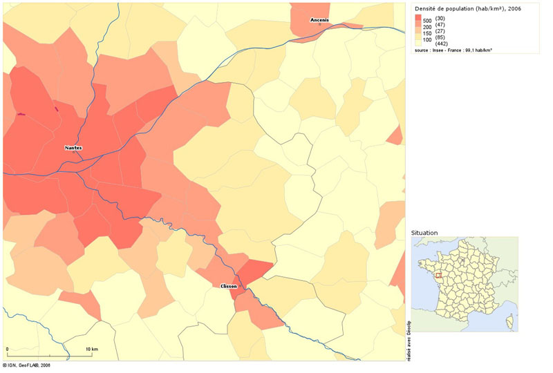 Densit de population en 2006 (source : GoClip)