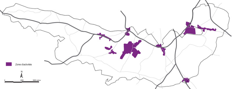 Carte de localisation des ples d'activits dans l'unit