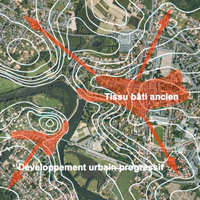 Implantation urbaine de Vertou en relation avec la topographie