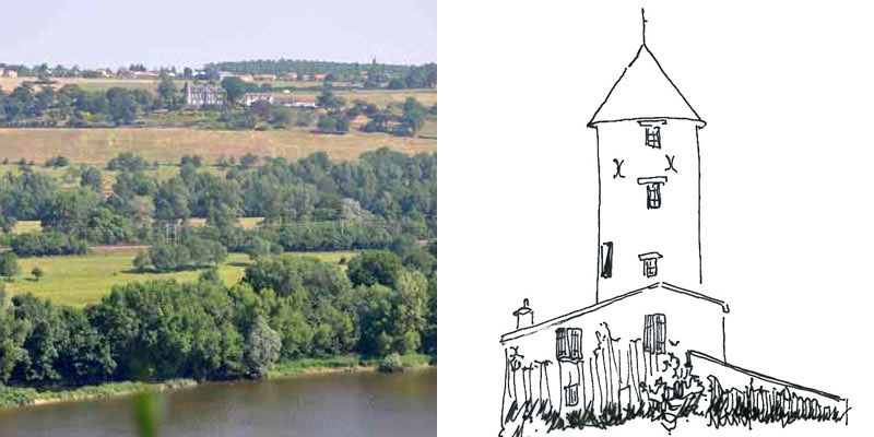 Chteau et moulin en haut de coteau, profitant de l'exposition sur le fleuve