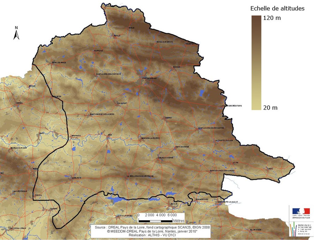 Carte du relief de l'unit paysagre