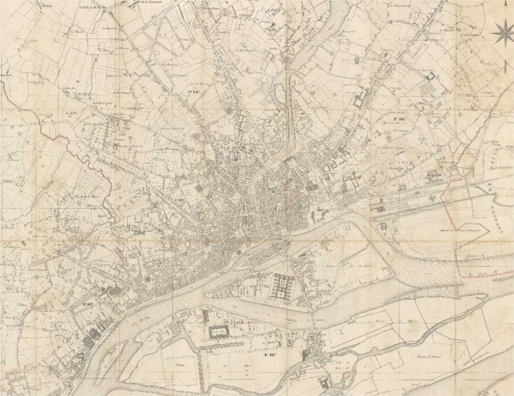 Nantes en 1862 (source : fond d'archives numérisé du conseil général de Loire Atlantique  hhttp://www.loire-atlantique.fr)