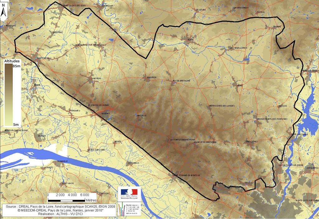 Carte du relief de l'unit paysagre